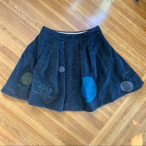 Wool Blend Pleated Skirt with Pockets